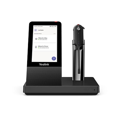 DECT Wireless Convertible Headset with Touch Screen Base Station
